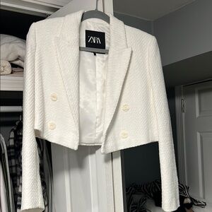 Zara Women's White Cropped Jacket